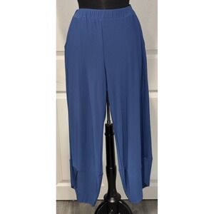 NEW Palazzo Asymmetrical Hem Women's Pants By JJ Size Small Blue Draped Wide Leg